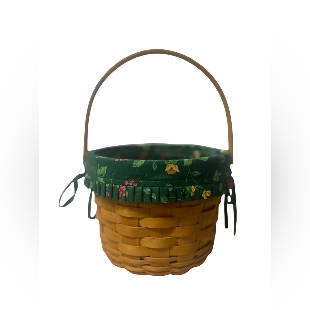 Vtg Longaberger Fruit Basket Lined Inner Plastic Tray Wooden 1 Single Handle